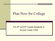 Plan Now for College