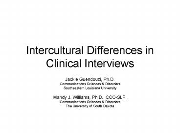 Intercultural Differences in Clinical Interviews
