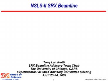 NSLS-II SRX Beamline