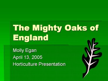 The Mighty Oaks of England