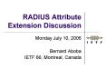 RADIUS Attribute Extension Discussion PowerPoint PPT Presentation