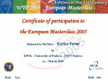 WYP 2005  European Masterclass