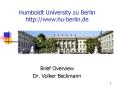 Humboldt University zu Berlin http:www'huberlin'de PowerPoint PPT Presentation