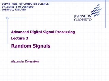 Advanced Digital Signal Processing presentation | free to view