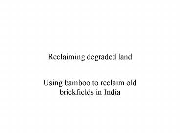 Reclaiming degraded land