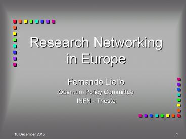 Research Networking in Europe