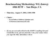 Benchmarking Methodology WG bmwg 60th IETF San Diego, CA
