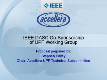 IEEE DASC CoSponsorship of UPF Working Group