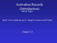 Activation Records (Introduction)