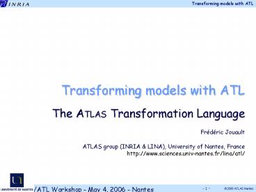 Transforming models with ATL