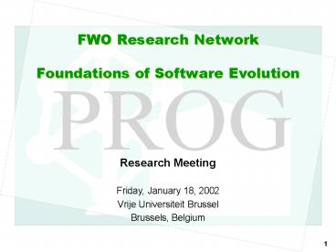 FWO Research Network Foundations of Software Evolution