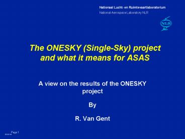 The ONESKY (Single-Sky) project and what it means for ASAS