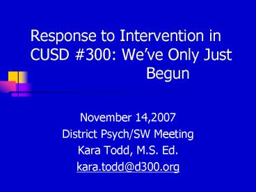 Response to Intervention in CUSD