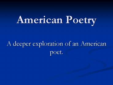 American Poetry