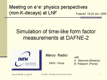 Meeting on e e- physics perspectives