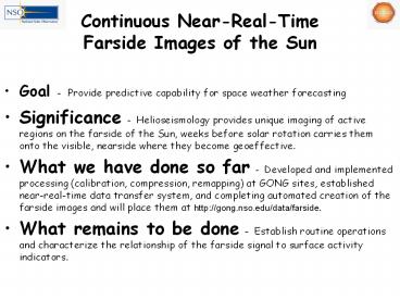 Continuous Near-Real-Time Farside Images of the Sun