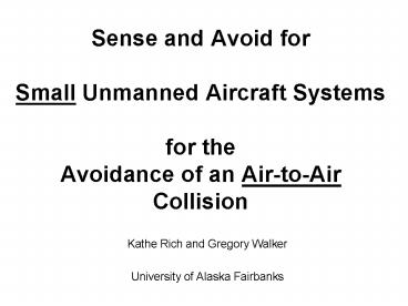 Sense and Avoid for Small Unmanned Aircraft Systems for the Avoidance of an AirtoAir Collision