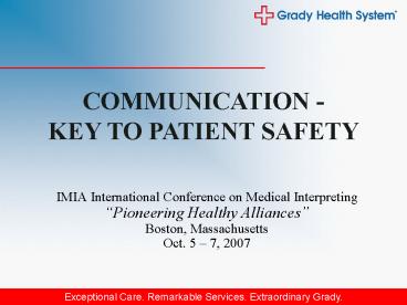 IMIA International Conference on Medical Interpreting