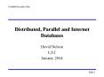 Distributed, Parallel and Internet Databases PowerPoint PPT Presentation