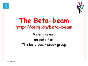 The%20Beta-beam%20http://cern.ch/beta-beam