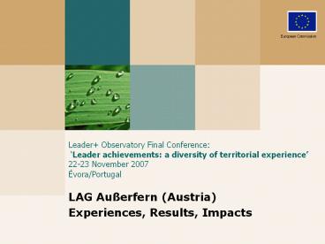 Leader  Observatory Final Conference: 