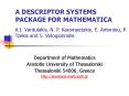 A DESCRIPTOR SYSTEMS PACKAGE FOR MATHEMATICA PowerPoint PPT Presentation