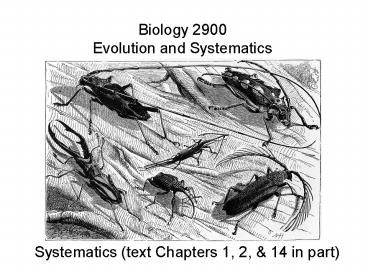 Biology 2900 Evolution and Systematics