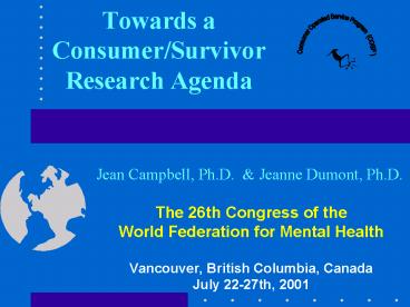Towards a ConsumerSurvivor Research Agenda