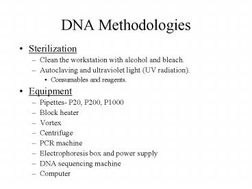 DNA Methodologies