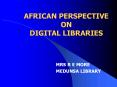 AFRICAN PERSPECTIVE ON DIGITAL LIBRARIES PowerPoint PPT Presentation