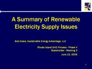 A Summary of Renewable Electricity Supply Issues