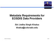 Metadata Requirements for EOSDIS Data Providers
