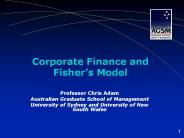Corporate Finance and Fisher
