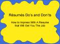 Rsums Dos and Donts PowerPoint PPT Presentation