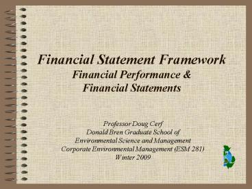 Financial Statement Framework Financial Performance