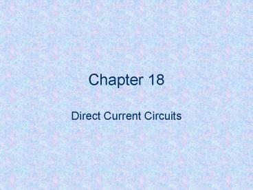 Direct Current Circuits