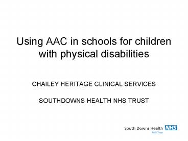 Using AAC in schools for children with physical disabilities