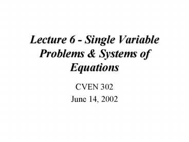 PPT – Lecture 6 Single Variable Problems PowerPoint presentation | free ...