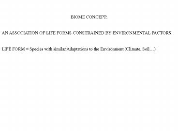 BIOME CONCEPT:
