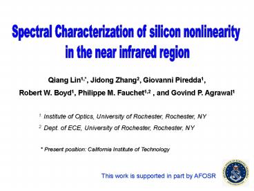 Spectral Characterization of silicon nonlinearity