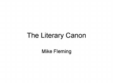 The Literary Canon