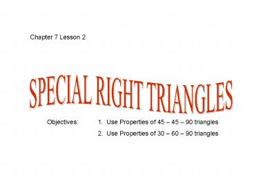 SPECIAL RIGHT TRIANGLES
