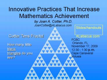 Innovative Practices That Increase Mathematics Achievement