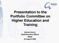 Presentation to the Portfolio Committee on Higher Education and Training PowerPoint PPT Presentation