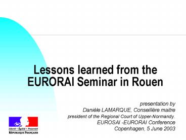 Lessons learned from the EURORAI Seminar in Rouen