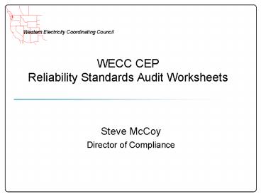 WECC CEP Reliability Standards Audit Worksheets