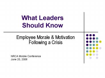 What Leaders Should Know