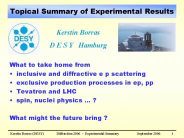 Topical Summary of Experimental Results