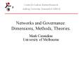 Networks and Governance: Dimensions, Methods, Theories' PowerPoint PPT Presentation