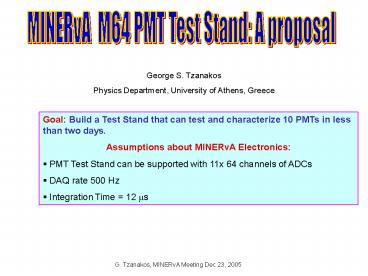 MINERvA M64 PMT Test Stand: A proposal